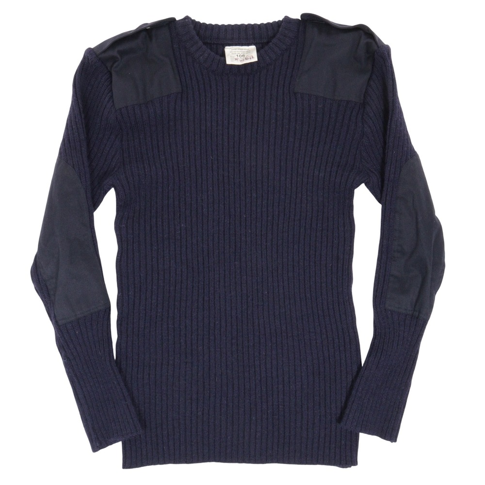 VTG Jersey Mans Heavy UK Military Ribbed Wool Sweater Men S 106cm Elbow Patch